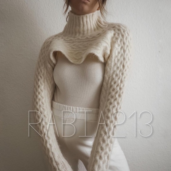 BLOGGERS FAV🔥ZARA CABLE KNIT SLEEVE SCARF SWEATER - Picture 3 of 16